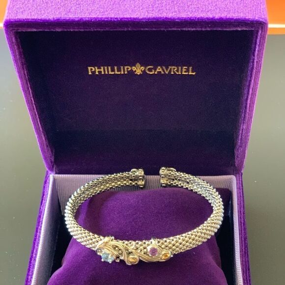 Brand new Phillip Gavriel BAROQUE CUFF WITH GEMSTONES & 18K GOLD - Picture 3 of 16
